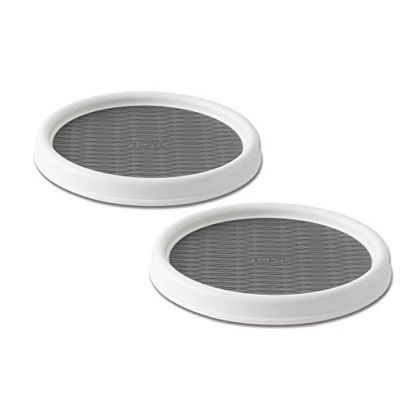 Picture of Copco 5220590 Non-Skid Pantry Cabinet Lazy Susan Turntable, 9-Inch, White/Gray, 2-Pack