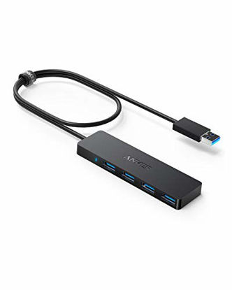 Picture of Anker 4-Port USB 3.0 Hub, Ultra-Slim Data USB Hub with 2 ft Extended Cable [Charging Not Supported], for MacBook, Mac Pro, Mac mini, iMac, Surface Pro, XPS, PC, Flash Drive, Mobile HDD