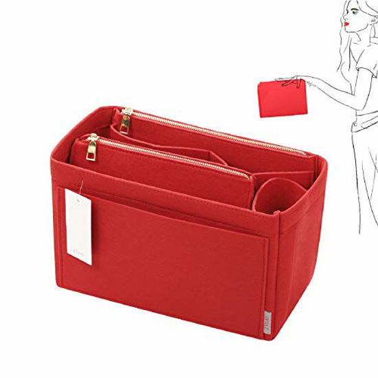 GetUSCart- Purse Organizer, Felt Bag Organizer Purse Organizer Insert For  Speedy, Neverfull, Graceful, Neverfull,Tote, Handbag,Shaper (Large, Red)