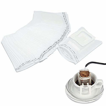 Picture of 100 Pack Portable Single Serve Food Grade Disposable Hanging Ear Drip Filter Bag, Coffee Filter Bag Perfect for Travel, Camping, Home, Office