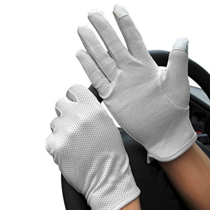 Picture of Mens Driving Gloves Summer UV Sun gloves Non Slip Touchscreen Cotton Gloves Outdoor Sunblock Gloves for Cycling Motorcycle (gray)