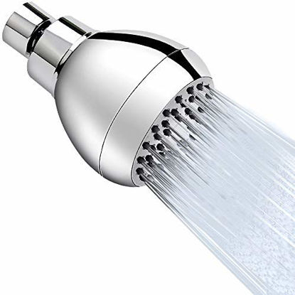 Picture of High Pressure Shower Head 3 Inches Anti-clog Anti-leak Fixed Showerhead Chrome with Adjustable Swivel Brass Ball Joint for Relaxing and Comfortable Shower Experience Aisoso