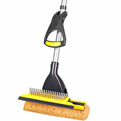 Picture of Yocada Sponge Mop Home Commercial Use Tile Floor Bathroom Garage Cleaning with Squeegee and Extendable Telescopic Long Handle 41-53 Inches Easily Dry Wringing