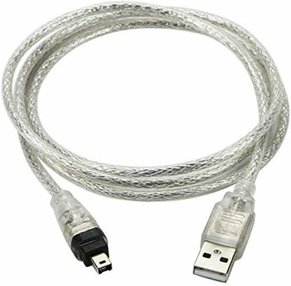 Picture of BLUEXIN USB 2.0 Male to IEEE 1394 Mini 4Pin Male iLink Firewire DV Adapter Cord Cable Compatible with Sony DV