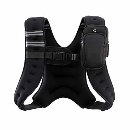 Picture of ZELUS Weighted Vest, 4lb/6lb/8lb/12lb/16lb/20lb Weight Vest with Reflective Stripe for Workout, Strength Training, Running, Fitness, Muscle Building, Weight Loss, Weightlifting (6)