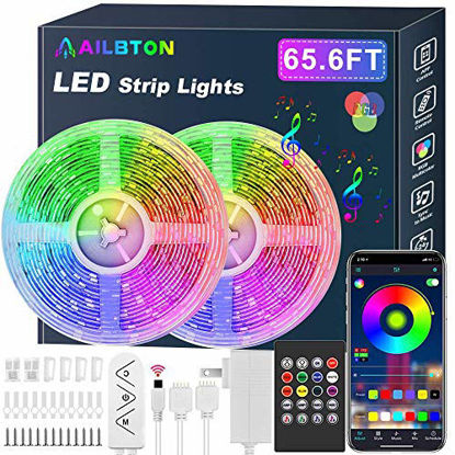 Picture of 65.6ft/20M Led Strip Lights, Long Smart Music Sync 5050 RGB Color Changing Light Strip Bluetooth APP/IR Remote/Switch Box Control Rope Lights LED Lights for Bedroom,Party,Home Decoration,Festival