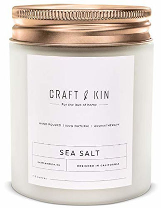 Picture of Premium Sea Salt Scented Candles, Highly Scented Sea Salt Beach Candle, All Natural Soy Candles Scented, 8 oz | 45 Hour Long Lasting Soy Candle, Relaxing Aromatherapy Candles in Jar
