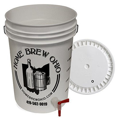 Picture of 6.5 Gallon Bottling Bucket with Lid and Spigot for Bottling Beer