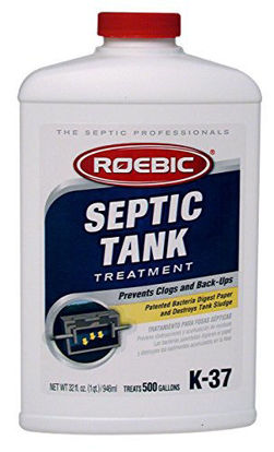 Picture of Roebic K-37-Q Septic Tank Treatment Removes Clogs, Environmentally Friendly Bacteria Enzymes Safe for Toilets, Sinks, and Showers, Works for 1 Year, 32 Ounces, 32 Fl Oz
