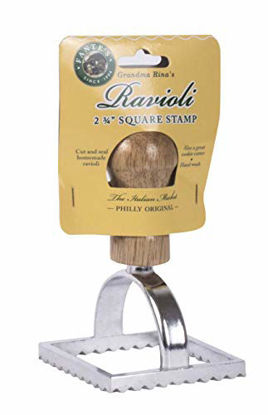 Picture of Fantes Ravioli Maker Stamp Set, Square Stamp with Wooden Handle and Fluted Edge, 2.75-Inch, The Italian Market Original since 1906