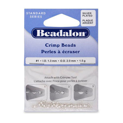 Picture of Beadalon Crimp Beads Size #1, 1-1/2 Grams/Pkg, Silver Plated