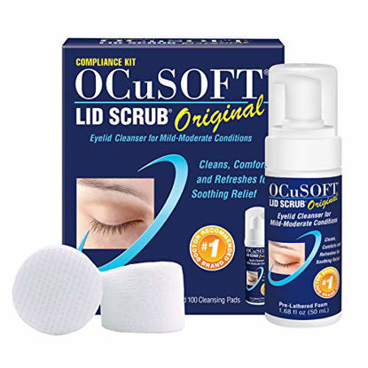Picture of OCuSOFT Lid Scrub Original Compliance Kit (50 Milliter Foam Bottle + 100 Dry Lint Free Pads),