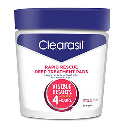 Picture of Acne Treatment Facial Cleansing Pads- Clearasil Rapid Rescue Deep Treatment Pads with Salicylic Acid Acne Medication, 90 Count