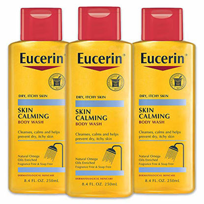 Picture of Eucerin Skin Calming Body Wash - Cleanses and Calms to Help Prevent Dry, Itchy Skin - 8.4 fl. oz. Bottle (Pack of 3)