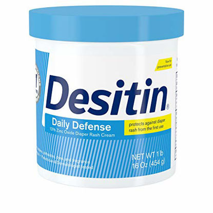 Picture of Desitin Daily Defense Baby Diaper Rash Cream with 13% Zinc Oxide, Barrier Cream to Treat, Relieve & Prevent Diaper Rash, Hypoallergenic, Dye-, Phthalate- & Paraben-Free, 16 oz