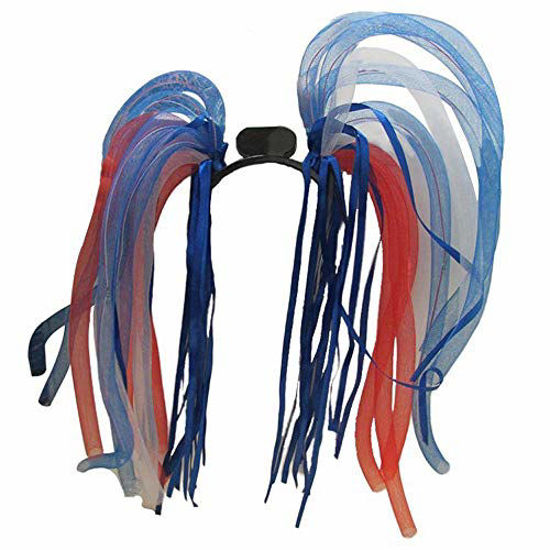 Red White Blue Noodle Headband Flashing Dreads 