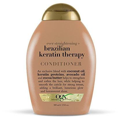 Picture of OGX Conditioner Ever Straight Brazilian Keratin Therapy, (1) 13 Ounce Bottle, Paraben Free, Sulfate Free, Sustainable Ingredients, Strengthening and Softening Formula