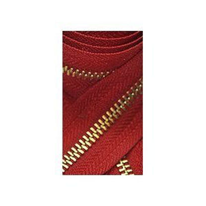 Picture of 34" Medium Weight Jacket Zipper YKK #5 Brass ~ Separating ~ 519 Hot Red (1 Zipper/pack)