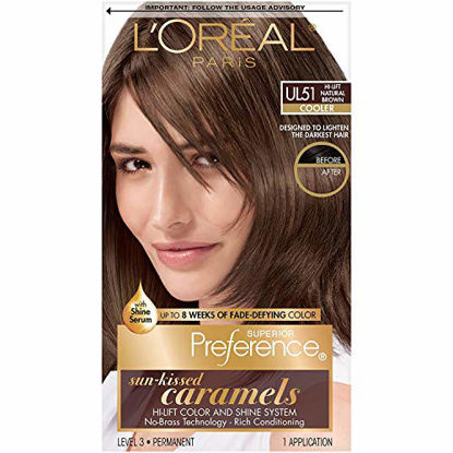 Picture of L'Oreal Paris Superior Preference Fade-Defying + Shine Permanent Hair Color, UL51 Hi-Lift Natural Brown, Pack of 1, Hair Dye