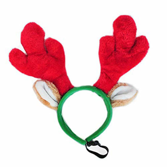 Picture of ZippyPaws - Antlers Dog Christmas Costume Accessory, Holiday Reindeer Headband - Large