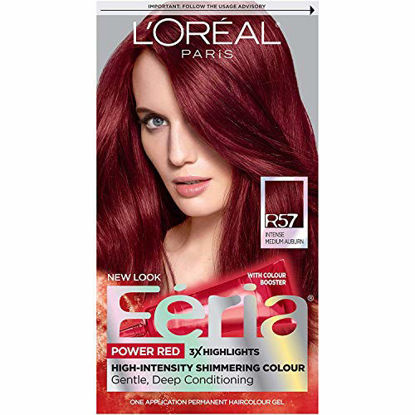 Picture of L'Oreal Paris Feria Multi-Faceted Shimmering Permanent Hair Color, R57 Cherry Crush (Intense Medium Auburn), Pack of 1, Hair Dye