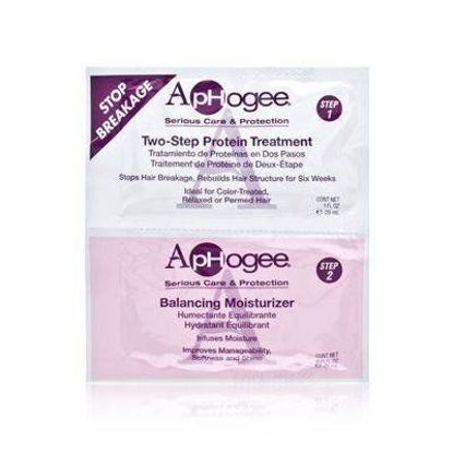 Picture of ApHogee Stop Breakage on Chemically Treated or Damaged Hair 2 Packet Set Includes: 1.0 oz Two-Step Protein Treatment + 0.75 oz Balancing Moisturizer