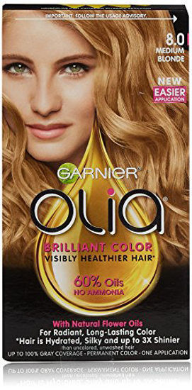 GetUSCart- Garnier Olia Ammonia Free Permanent Hair Color, 100 Percent Gray  Coverage (Packaging May Vary),  Medium Blonde, Pack of 1