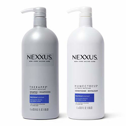 Picture of Nexxus Shampoo and Conditioner for Dry Hair Therappe Humectress Silicone-Free, Moisturizing Caviar Complex and Elastin Protein 33.8 oz 2 Count