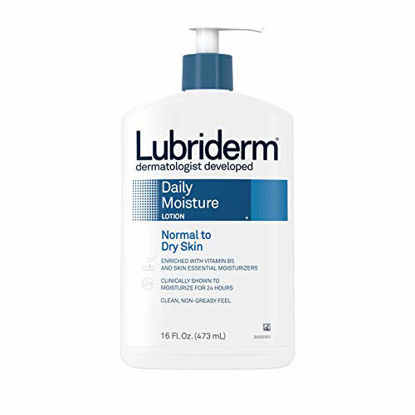 Picture of Lubriderm Daily Moisture Hydrating Body and Hand Lotion with Vitamin B5, Non-Greasy, 16 fl. oz (Pack of 6)