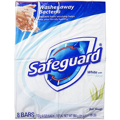 Picture of Safeguard Antibacterial Soap, White with Aloe, 4 oz bars, 8 ea