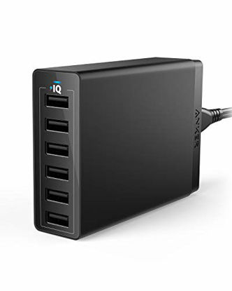 Picture of USB Wall Charger, Anker 60W 6 Port USB Charging Station, PowerPort 6 Multi USB Charger for iPhone Xs/Max/XR/X/8/7/Plus, iPad Pro/Air 2/Mini/iPod, Galaxy S9/S8/S7/Edge/Plus, Note, LG, HTC, and More