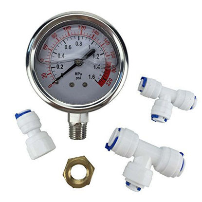 Picture of Malida The Water Filter Water Stainless Pressure Gauge For Aquarium Meter 0-1.6MPa 0-220psi Reverse Osmosis System Pump 1/43/81/2