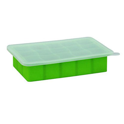Picture of green sprouts Fresh Baby Food Freezer Tray | Perfectly portioned for baby's first feedings | Clear lid for covering food & stacking trays, Flexible for easy removal, Dishwasher safe