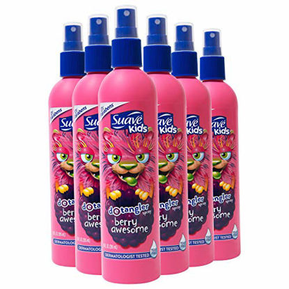 Picture of Suave Kids Detangler Spray For Tear-Free Styling, Berry Awesome Dermatologist-Tested Hair Detangler Formula 10 oz, Pack of 6