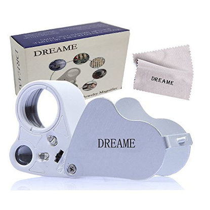 Picture of DREAME 30X 60X LED Lighted Illuminated Jewelers Eye Loupe Jewelry Magnifier for Gems Jewelry Rocks Stamps Coins Watches Hobbies Antiques Models Photos