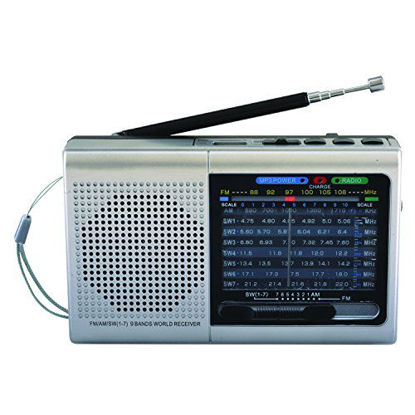 Picture of SuperSonic 9 Band Bluetooth Radio with AM/FM and SW1-7, Sliver (SC-1080BT-Silver)