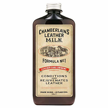 Picture of Leather Milk Conditioner and Cleaner for Furniture, Cars, Purses and Handbags. All-Natural, Non-Toxic Conditioner Made in the USA. Leather Care Liniment No. 1. 2 Sizes. Includes Premium Applicator Pad