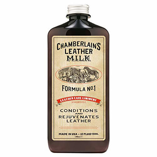 Picture of Leather Milk Conditioner and Cleaner for Furniture, Cars, Purses and Handbags. All-Natural, Non-Toxic Conditioner Made in the USA. Leather Care Liniment No. 1. 2 Sizes. Includes Premium Applicator Pad