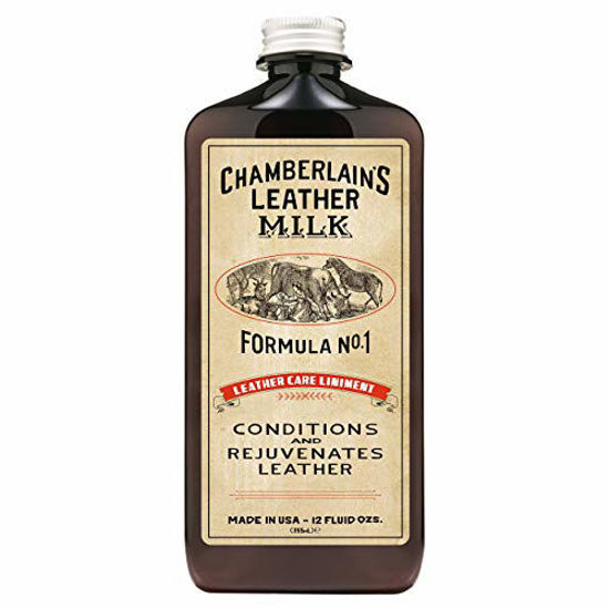 Picture of Leather Milk Conditioner and Cleaner for Furniture, Cars, Purses and Handbags. All-Natural, Non-Toxic Conditioner Made in the USA. Leather Care Liniment No. 1. 2 Sizes. Includes Premium Applicator Pad