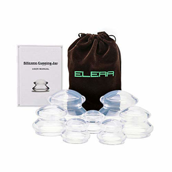 Picture of ELERA Massage Cupping Therapy Sets, Professionally Chinese Massage Cups Tools, Silicone Cup for Joint Pain Relief, Massage Body (7 Cup)