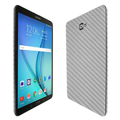 Picture of Skinomi Silver Carbon Fiber Full Body Skin Compatible with Galaxy Tab A 10.1 (2016, SM-T580, Non-S Pen)(Full Coverage) TechSkin with Anti-Bubble Clear Film Screen Protector
