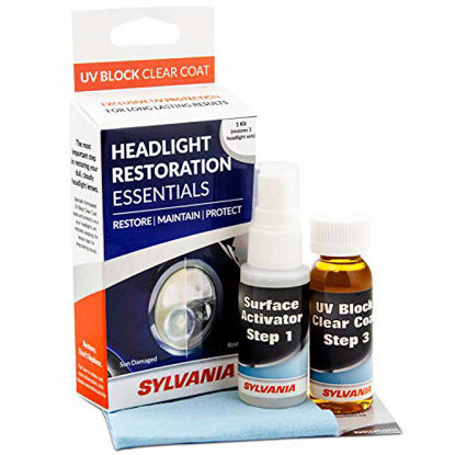 Picture of SYLVANIA - Headlight Restoration UV Block Clear Coat - Most Important Step to Restore Damaged Headlights, Surface Activator, UV Protection for Clearer Headlights - 1 Fl Oz