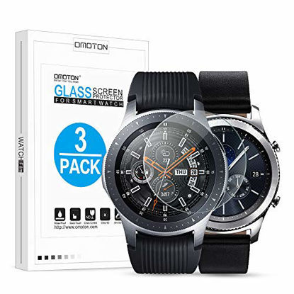 Picture of OMOTON Tempered Glass Screen Protector Compatible Samsung Gear S3 & Galaxy Watch 46mm [3 Pack]