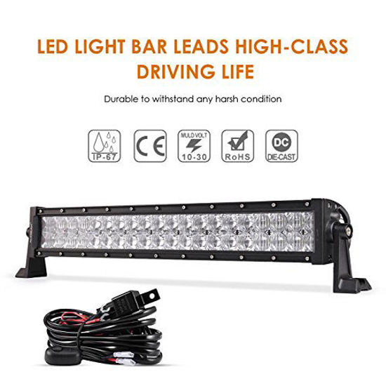 Picture of Auxbeam 22" LED Light Bar 120W LED Driving Light Off-Road Lights Spot Flood Combo Work Light Fog Lamp 5D Lens with Wiring Harness for SUV, ATV, UTV, Jeep, Vehicle, Pickup