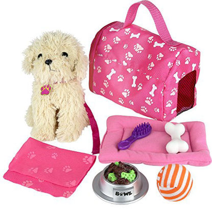 Picture of Click n' Play 9 piece Doll Puppy Set and Accessories. Perfect For 18 inch American Girl Dolls