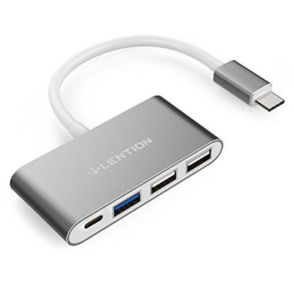Picture of LENTION 4-in-1 USB-C Hub with Type C, USB 3.0, USB 2.0 Compatible 2020-2016 MacBook Pro 13/15/16, New Mac Air/Surface, ChromeBook, More, Multiport Charging & Connecting Adapter (CB-C13, Space Gray)