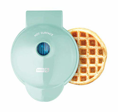 Picture of Dash DMW001AQ Machine for Individual, Paninis, Hash Browns, & other Mini waffle maker, 4 inch, Aqua