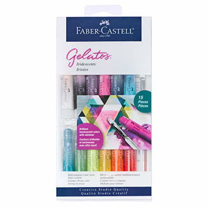 Picture of Faber-Castell Gelatos Colors Set, Iridescents - Water Soluble Pigment Crayons - 15 Iridescent Colors