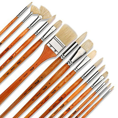 ARTIFY 15 Pcs Paint Brush Set for Acrylic Oil Watercolor Gouache Painting Includes Pop-Up Carrying Case with Palette Knife and 2 Sponges