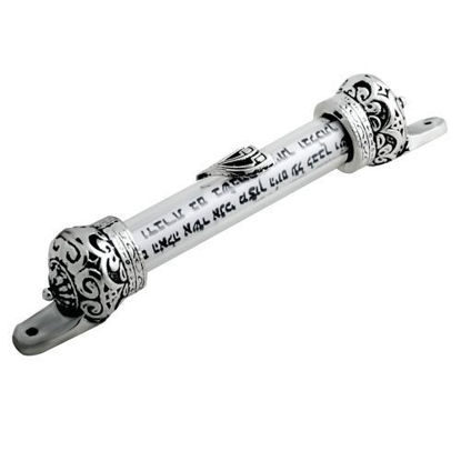 Picture of Silver Plated/Red Bronze Plated/Gold Plated/Pewter Crown Cover 5 inch Mezuzah & Scroll, Judaica Israel Gift Jewish Door Mezuza from Jerusalem